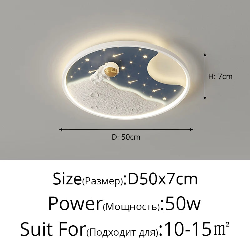plafonnier led moderne blanc bleu nuit lune étoiles designintérieur lumière chambre enfants