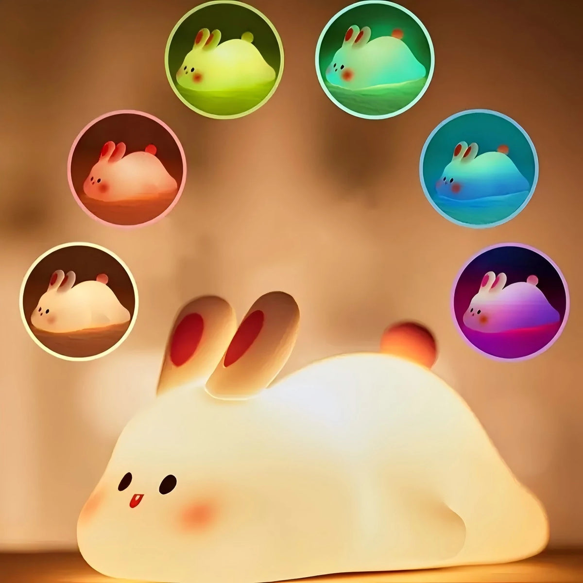lampe chevet veilleuse lapin blanc rose mignon cartoon chambre enfant