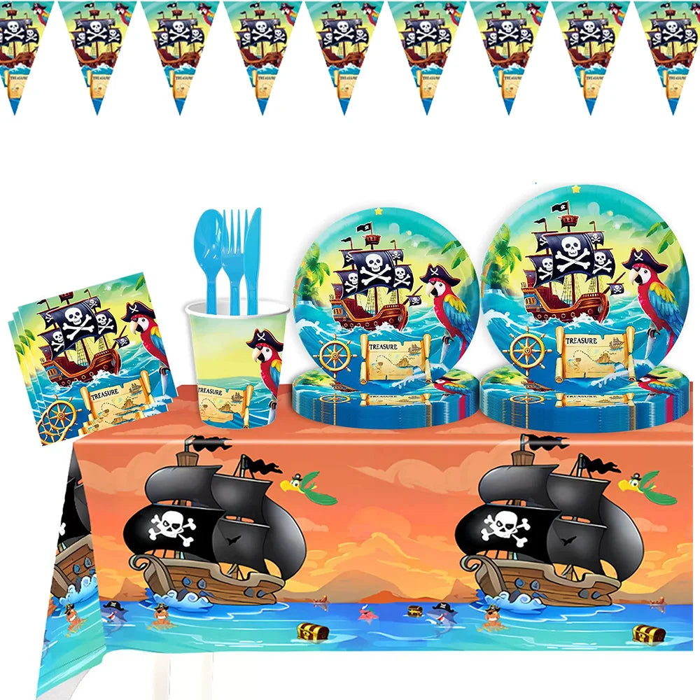 accessoires fête pirate enfant masques bracelets porte clés couteaux décoration anniversaire thème pirate noir