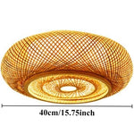 lampe suspendue tissage rotin moderne naturel 40cm 3000k 6000k tringle bambou sans ampoule