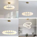 suspension lumineuse moderne boules translucides blanc doré pendentif chaînes lumière led flux lumineux haute