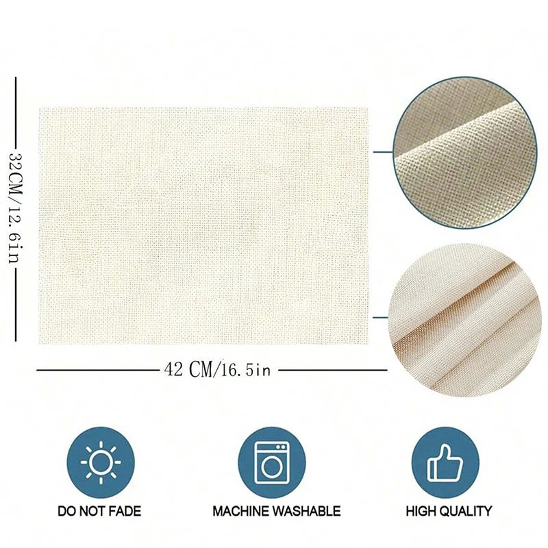 serviettes table lin beige clair motif géométrique respectueux environnement 32x42cm
