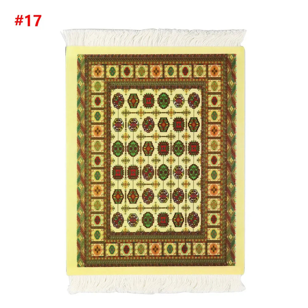 tapis rouge noir bleu beige ornements floraux motifs géométriques classique non glissant adhésif souris