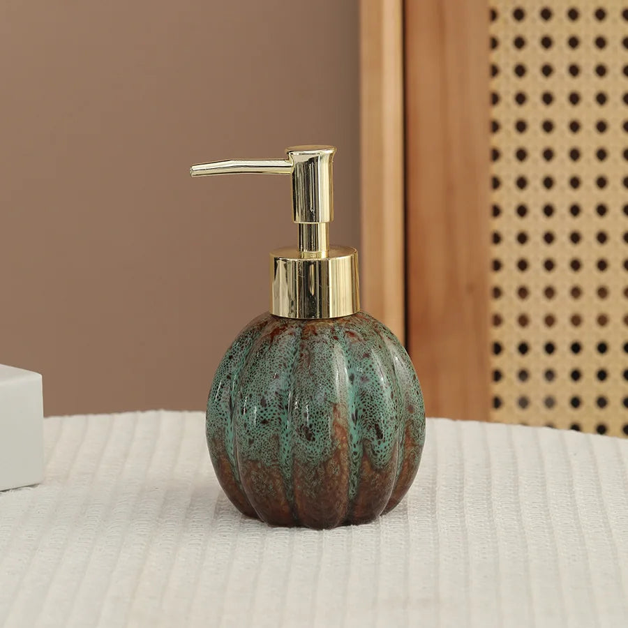 distributeur savon liquide céramique texture marbrée moderne bleu rouge vert jaune