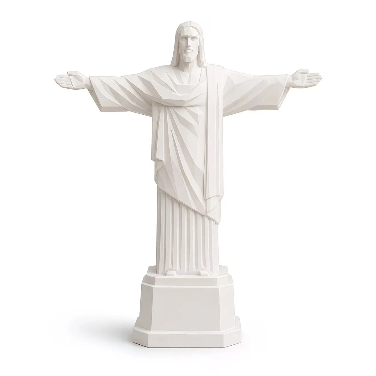 statue jésus christ blanc pose ouverte bras tendus base octogonale décoration intérieure religieuse chambre
