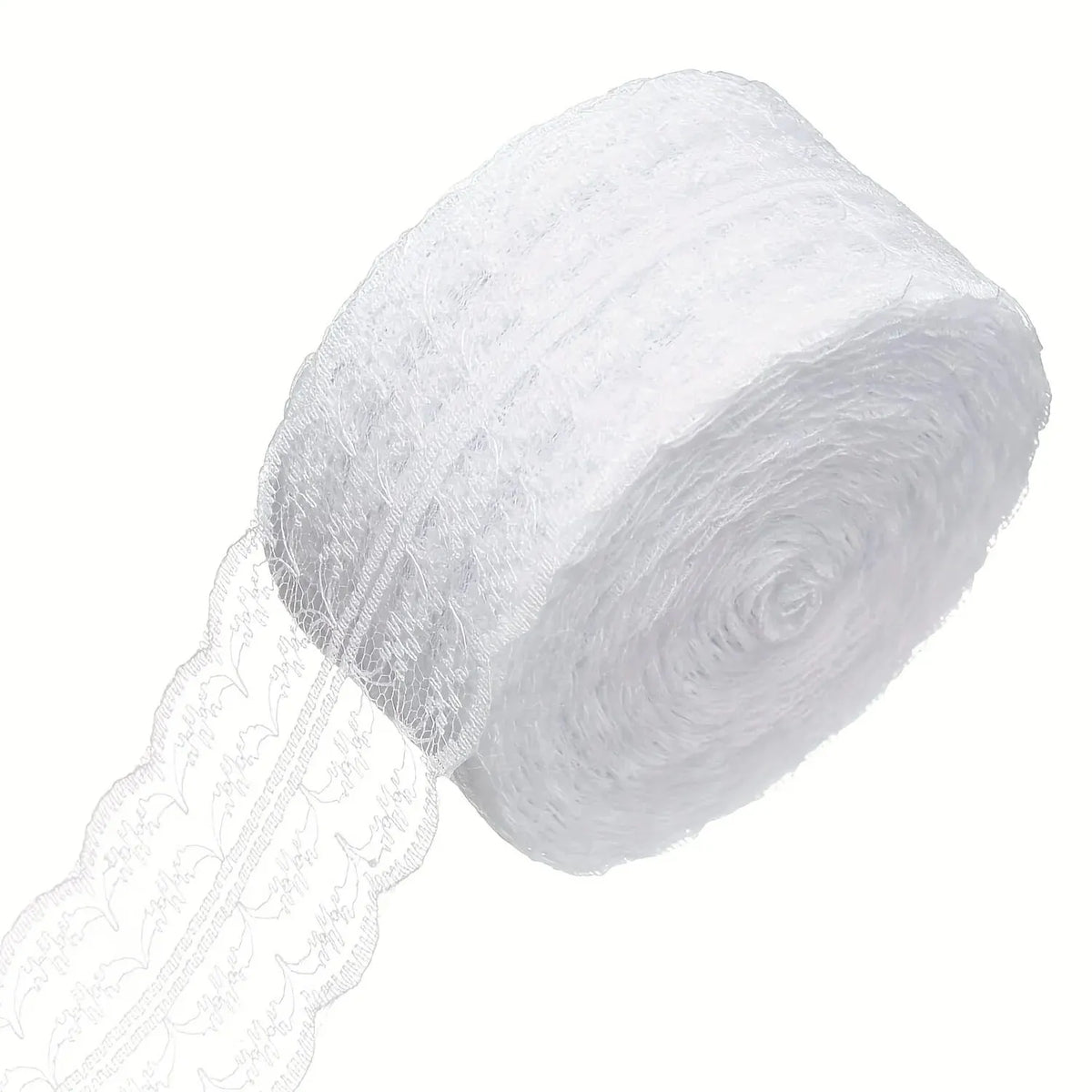 ruban dentelle blanc motif floral transparent vintage 4.5cm large décoration mariage bouquets emballage cadeau