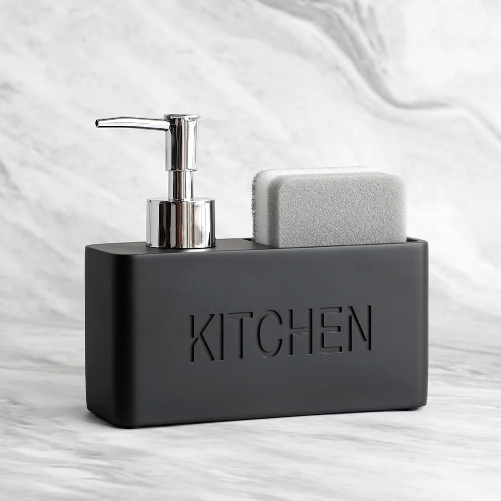 distributeur savon liquide gant cuisine marbré granité moderne noir blanc