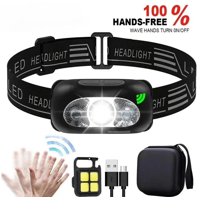 lampe frontale rechargeable led puissante mini noir bande ajustable camping
