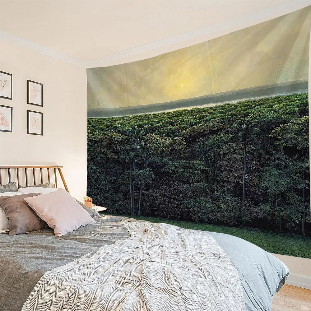 Tenture murale dans une chambre avec éclairage doux