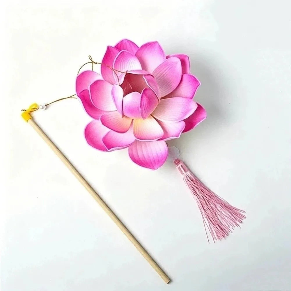 lanterne fleur lotus papier plissé motif floral tassel tringle portable anniversaire mariage