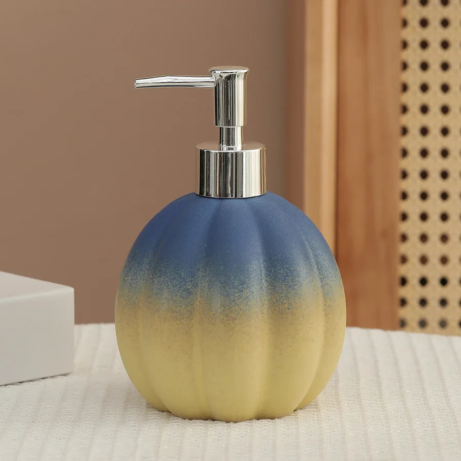 distributeur savon liquide céramique texture marbrée moderne bleu rouge vert jaune