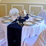 nappes tables rondes mariage blanc rouge bleu marine violet doré tissus satinés opaques