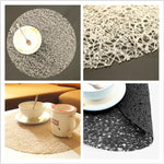 tapis antidérapant rond moderne or texture lacée semi transparent 38cm adaptable cuisine