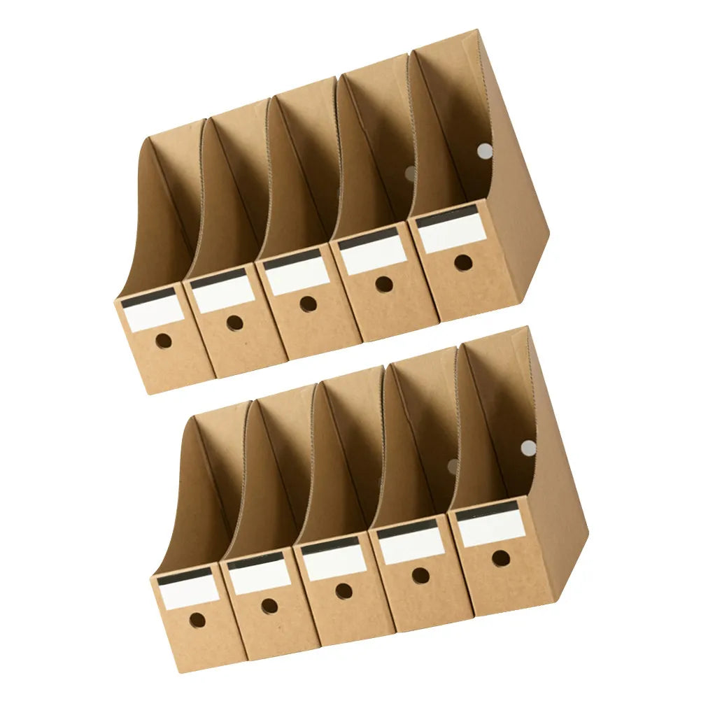 boîtes rangement documents marron clair texture cartonnée moderne étiquettes blanches organisation bureau.storage containers document