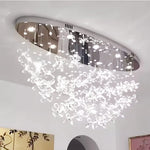 Suspension lumineuse moderne transparente fleurs papillon vert chambre salon restaurant