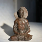 statue bouddha traditionnelle lisse brun foncé décoration maison religieuse ornement