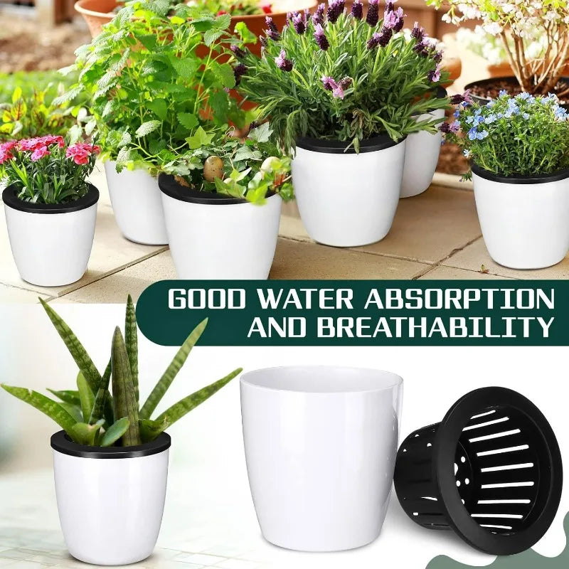 pots fleurs plastique blanc noir modernes auto arrosants hydroponiques succulentes decoration maison