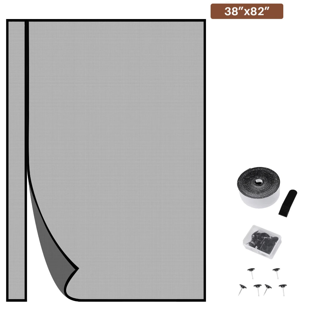 rideau porte magnétique anti insectes polyester noir maille fine moderne plié maison sécurité chambre