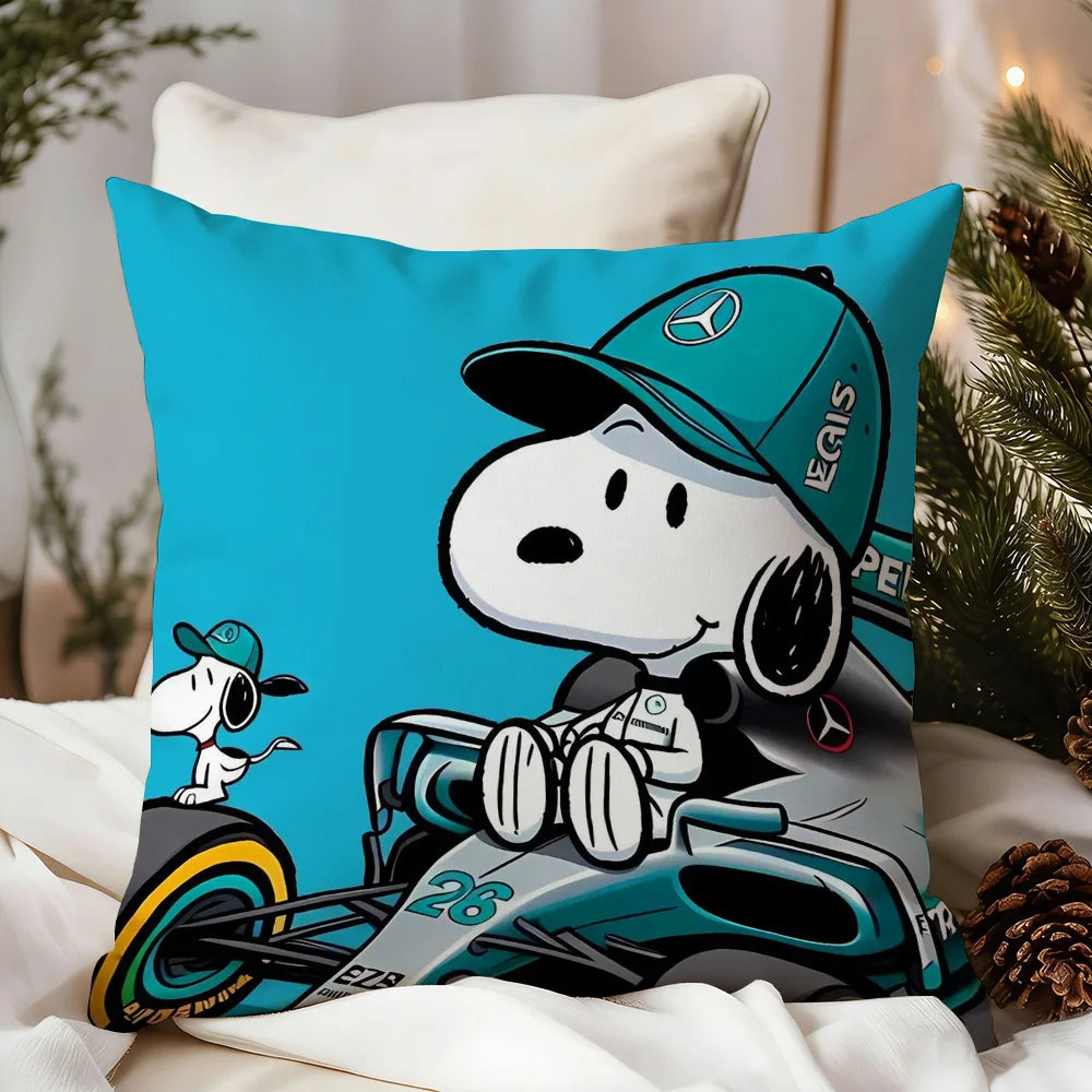 housse coussin carrée snoopy woodstock rouge jaune décorative canapé lit salon maison