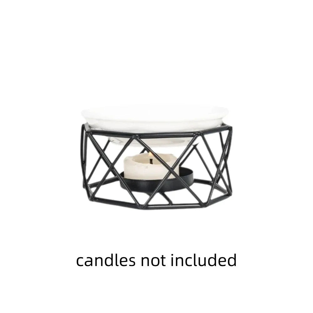 bougeoir moderne blanc doré structure géométrique boules décoratives plante sèche vase fleur bouquet roses