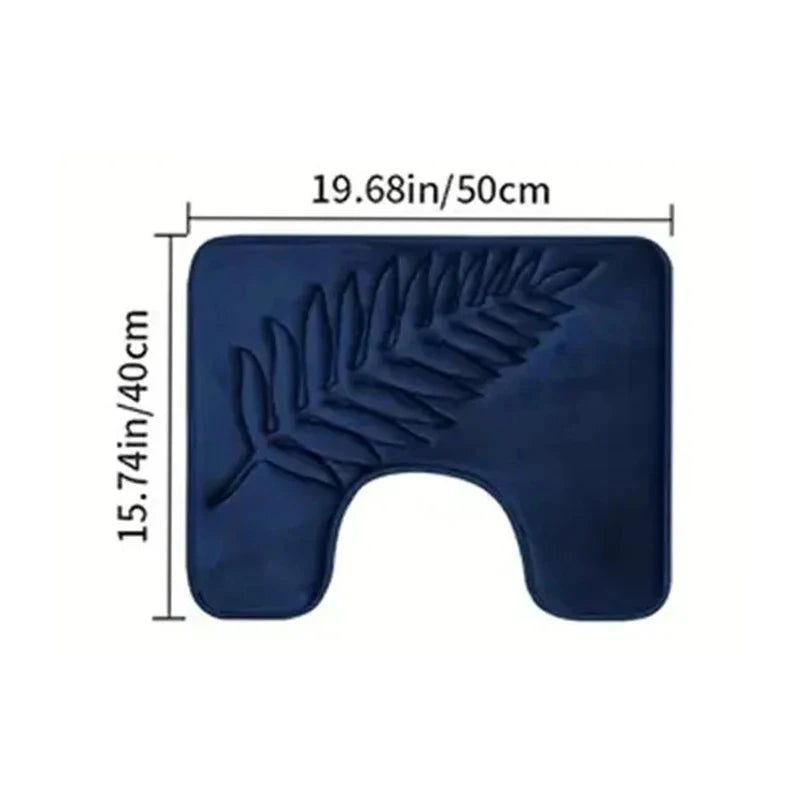 tapis bain mousse mémoire forme antidérapant machine lavable doux feuilles stylisées moderne vert foncé