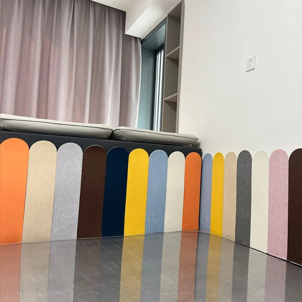 panneau décoratif moderne auto adhésif orange gris bleu jaune texture linéaire intérieur chambre enfant