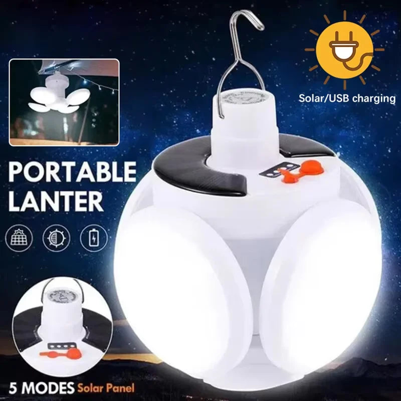 lanterne portable rechargeable solaire blanc moderne compact crochets haut moyen bas