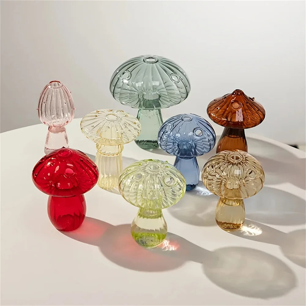vase champignon verre coloré moderne décoration intérieure arrangement fleurs ornements salles bureaux variés