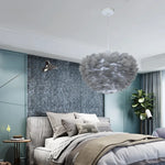 lampe suspendue moderne plumes blanc salon chambre coucher lumière intérieure décoration maison