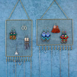 porte bijoux mural or maille fine moderne fixé chaîne boucles d'oreilles bracelets colliers