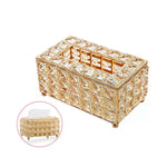 boîte mouchoirs rectangulaire or clair transparent diamants luxueux petits pieds dorés mouchoirs blancs