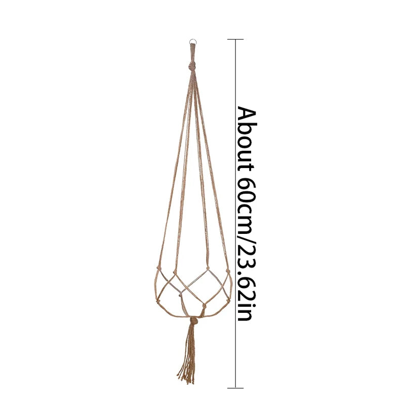 support plante suspendue corde tressée boho pot fleurs beige blanc artisanal