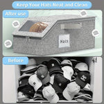 boîte rangement chapeaux gris tissu moderne fenêtre transparente anti poussière pratique réutilisable organisateur chapeaux