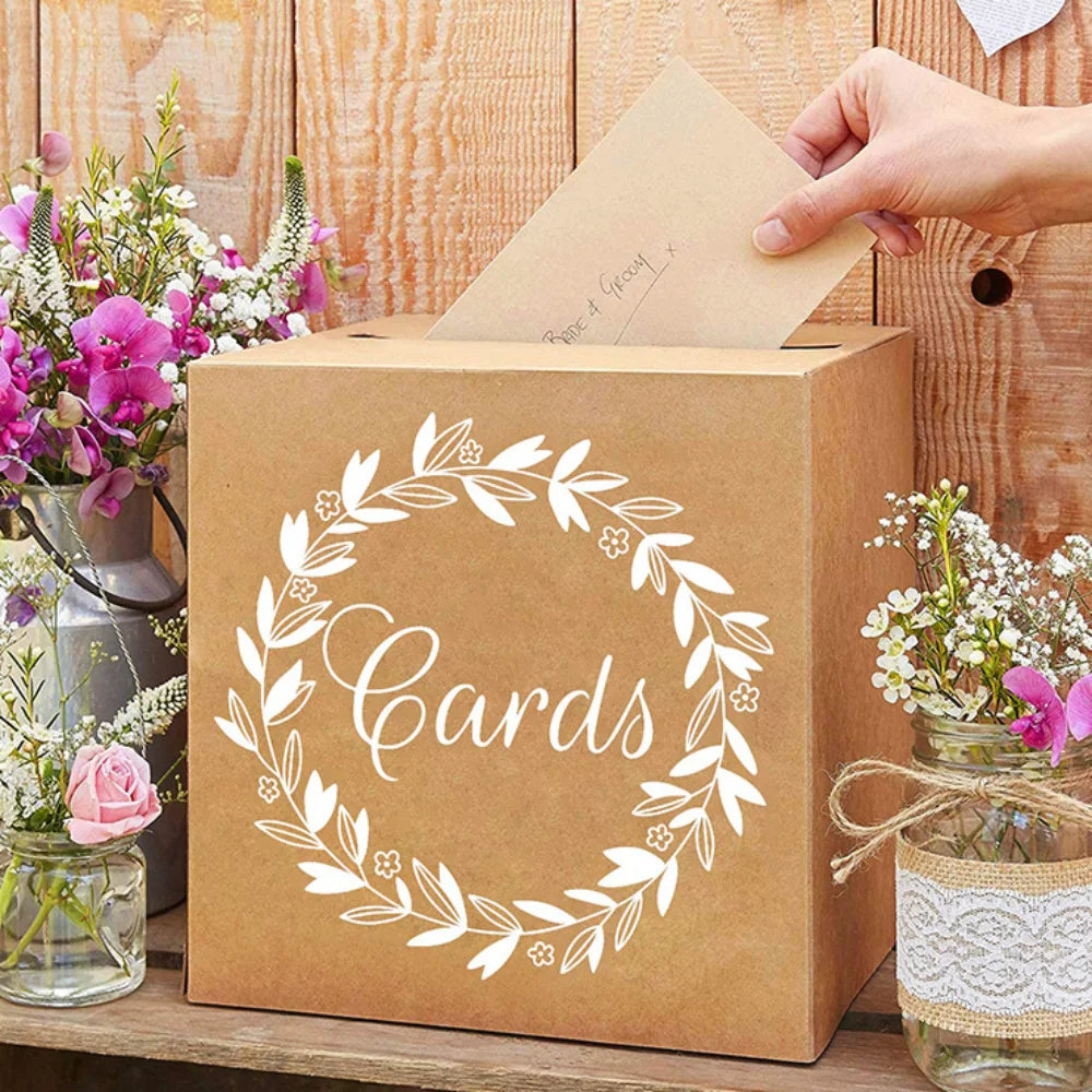 boîte cartes blanc marron noir motif floral moderne élégante 10 cartes 22cmx22cm