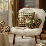 housse velours cerf motif floral farmhouse deco verte marron beige carré 45cm