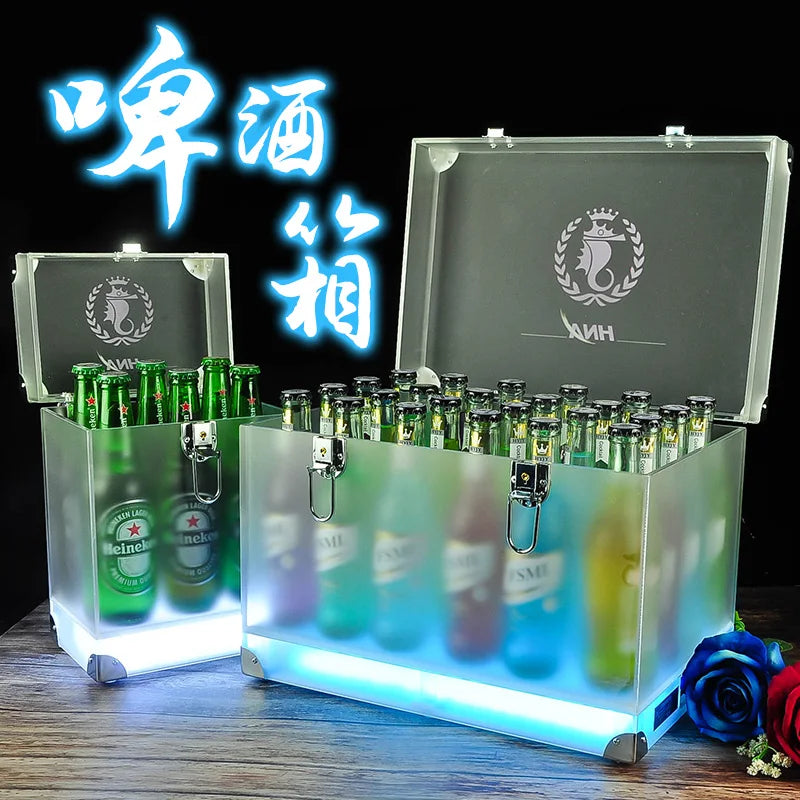 seau bouteilles transparent moderne clips lumineux led rechargeable via usb