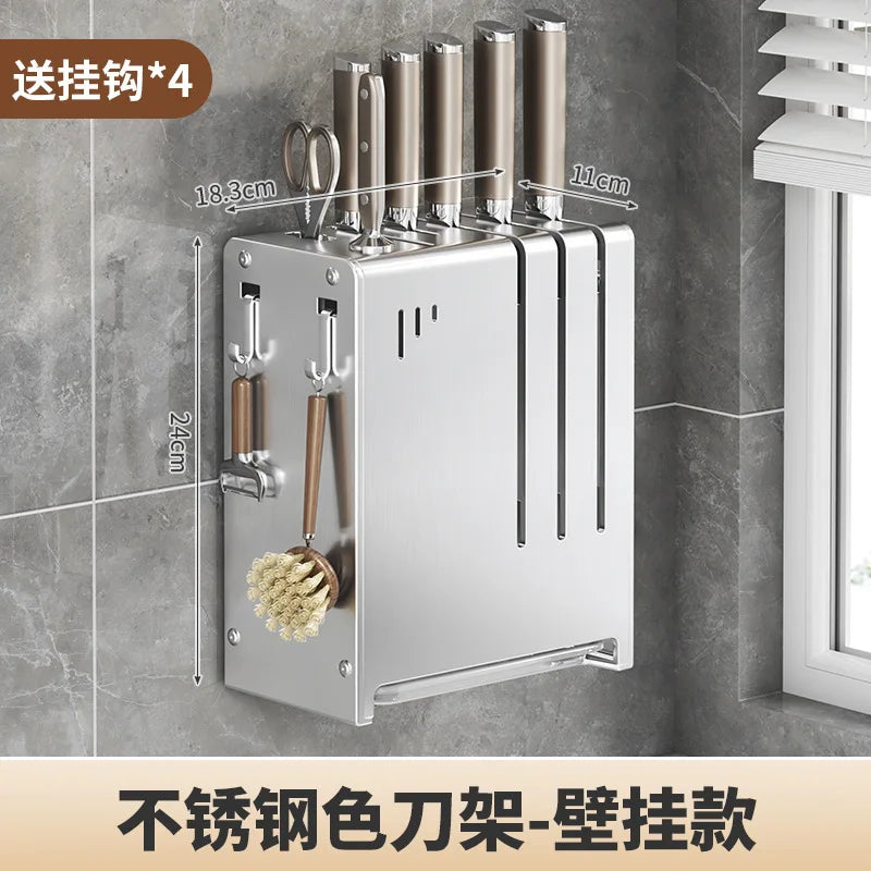 porte couteaux moderne bloc argenté fixe mur vis couteaux scie brosse étiquettes français