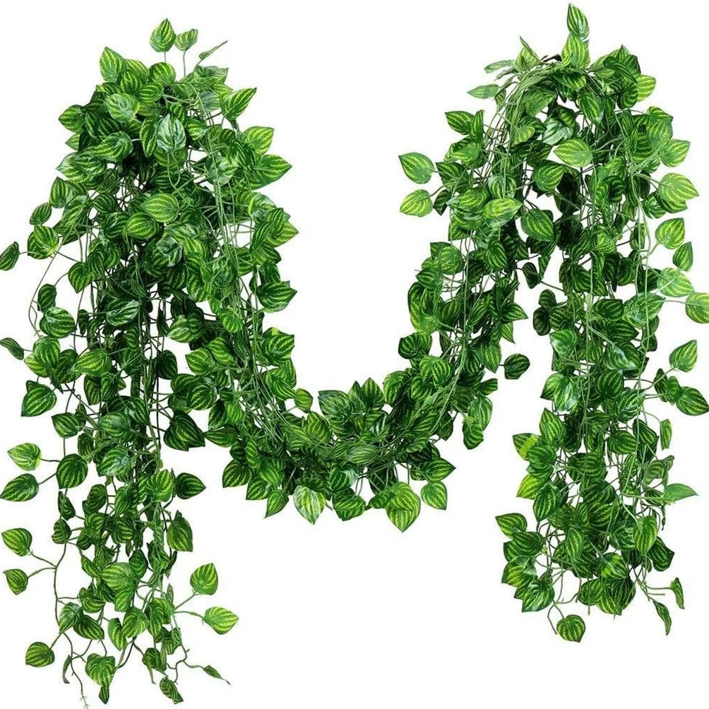 guirlande végétale artificielle feuilles vert naturel decoration extérieure mariage fête thanksgiving christmas party hanging