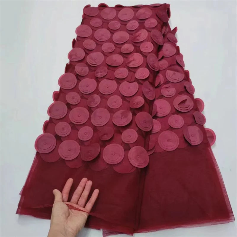 tissu polyester dentelle bleu royal rose vif élégant texturé circles relief occasion partie