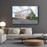 impression toile aquarelle building moderne décoration intérieure salon chambre minimaliste