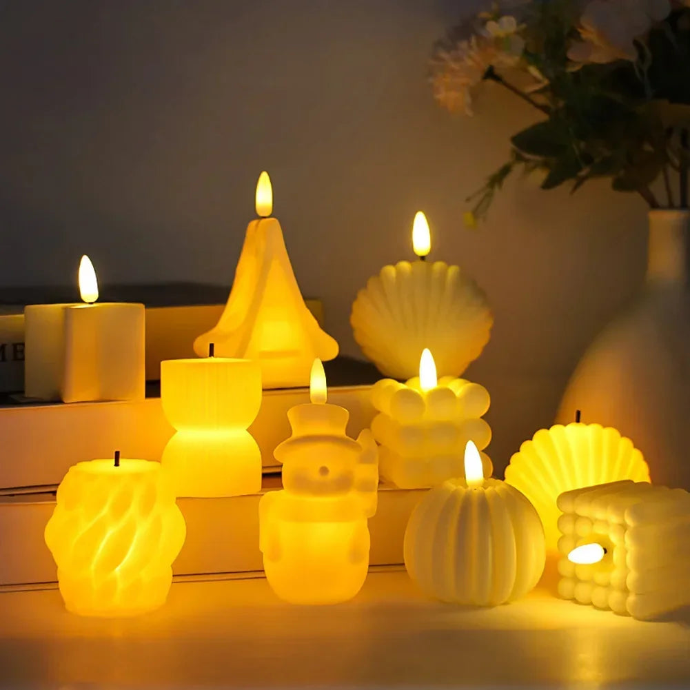 bougies led blanches modernes bougies decoratives geometriques chambre salon mariage