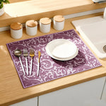 tapis cuisine violet floral moderne adhésif absorbant anti dérapant poly