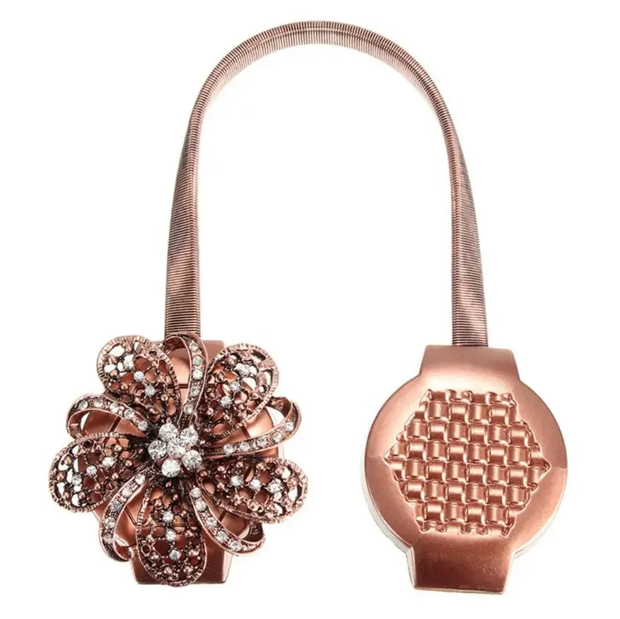 rideau magnétique fleur clips argent doré moderne élégant chambre fixations