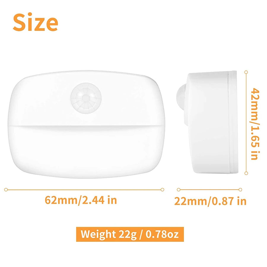 veilleuse led détecteur mouvement blanc moderne adhésif batteries aaa 62x42x22 mm