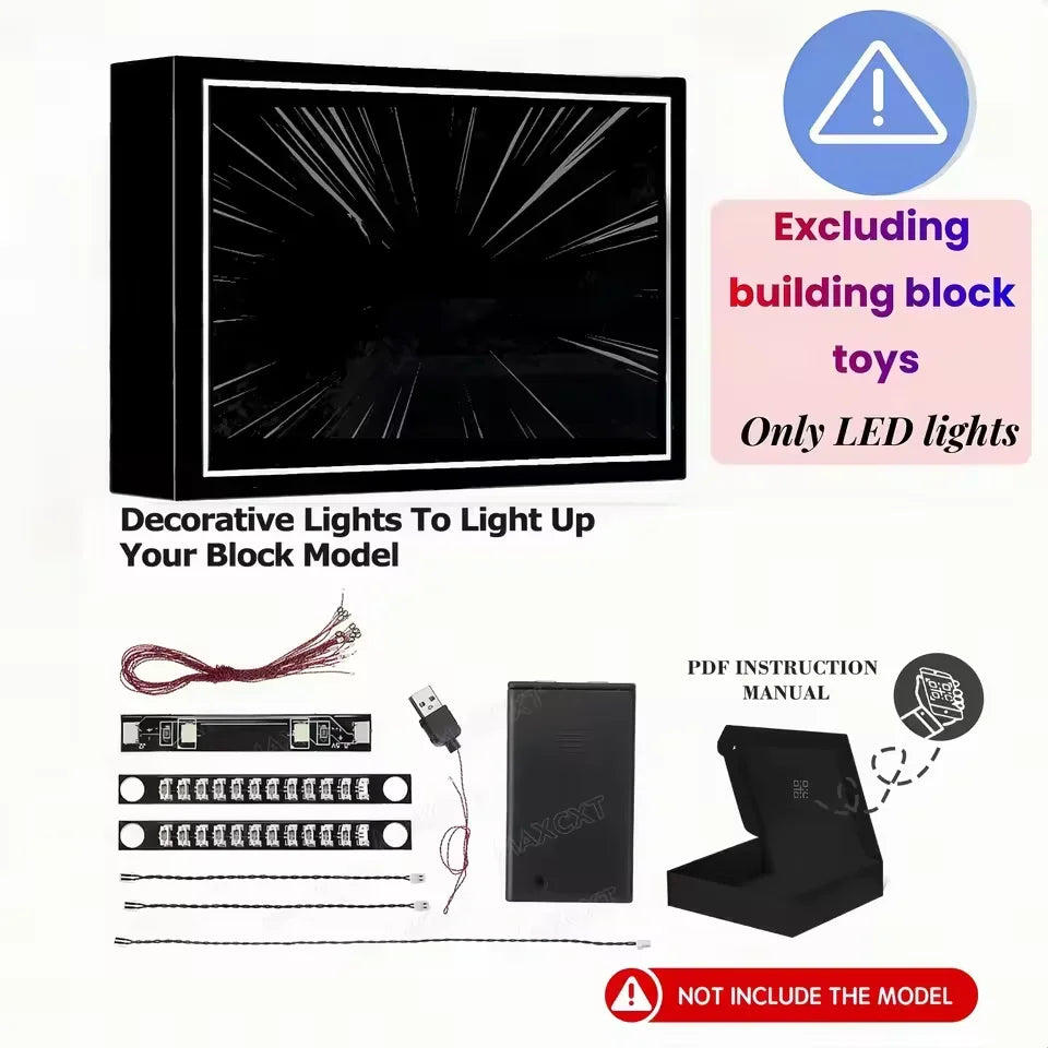 maquette ville lego multicolore led lumiere usb câble instructions classique magasin magie