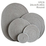 tapis table tissé motifs concentriques beige marron gris clair rustique opaques 11cm 18cm 24cm