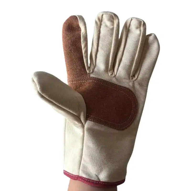 gants toile coton cuir absorbants beige gris rouge résistants chaleur travail sécurité sport