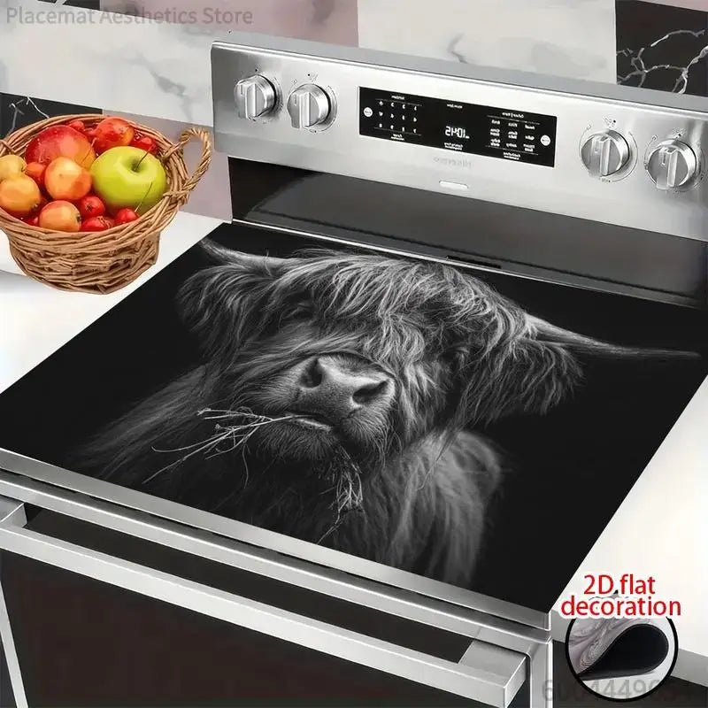 tapis cuisine antidérapant caoutchouc vache highlands noir résistance rayures protection surdimensionné américain plat