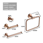 ensemble accessoires salle bain métal or rose moderne porte serviette savon brosse dents