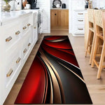 tapis moderne abstrait rouge noir doré antidérapant polyester 120cm 150cm